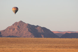 One way of seeing Sossusvlei is by hot air balloon. There are a number of attractions around Sossusvlei for visitors to explore, including Sesriem Canyon, Dune 45, Hiddenvlei, Big Daddy and Deadvlei. The interesting landscape makes this area one of the most photographed in the world.