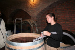 Most quality red wine is fermented dry in concrete or steel tanks before it is pumped into oak barrels for maturation (usually over one to two year periods). However, a former American winemaker Andrea Kozlowski is pumping into the new French oak while the wine has a small amount of remaining sugar still fermenting. (This technique is also used by a few top end Napa wine makers we know.)