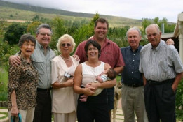 Greg and Sylvia brought Tom and Jerry Kamm down to see our farm and the Roos's new baby boy in early 2005. The weather wasn't the best but the Kamms were so sufficiently impressed they later became Silkbush stockholders!