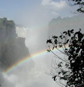 This is a very small portion of Victoria Falls. The volume of water when we visited in the African spring of 2001 was so heavy it was impossible to see more than small sections. Even then only as glimpses through the very brief clearing of the constant mist on the Falls.