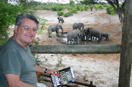 I blew off the afternoon game drive as it was 104F and I had had enough dust in my eyes to last me the day. So I read Robert Ludlum's latest, and watched elephants all afternoon. There wasn't a minute in six hours when there were not at least 5-6 male elephants at the trough; seeing how they established who was boss, and the actions of deference and personality were absolutely fascinating!